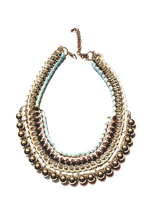 Bib Necklace with Pastel Gold Accents