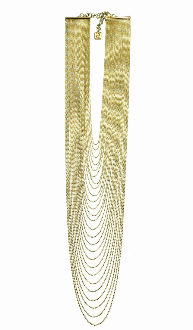 Multi-Layer Ball Chain Necklace in Gold