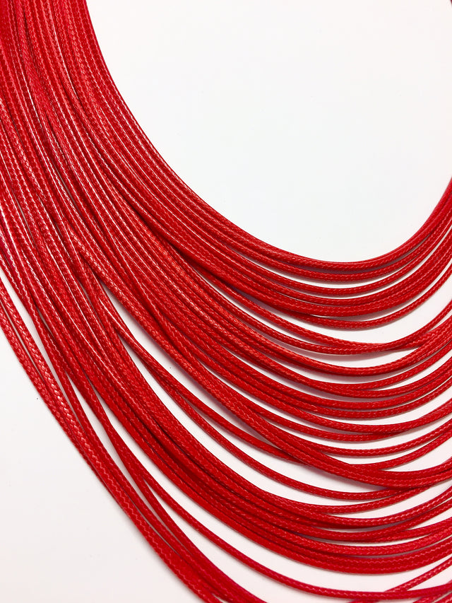 Multi-Strand Layered Collar Necklace in Red