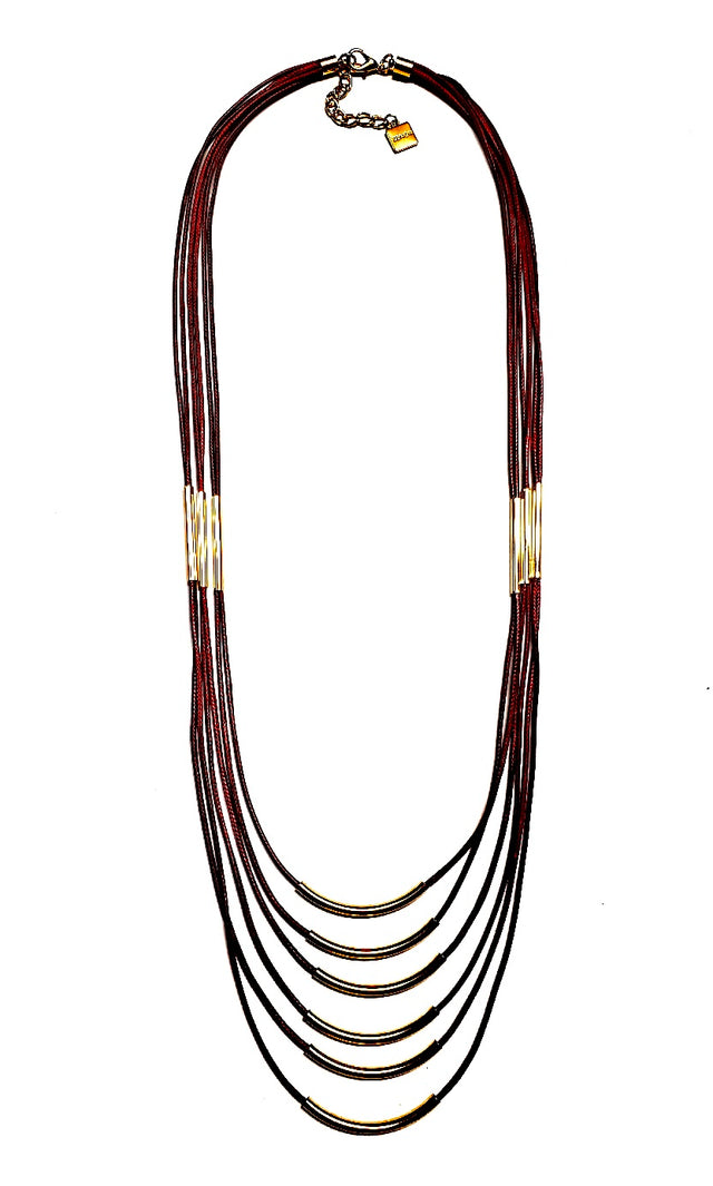 Layered Rope Long Necklace in Burgundy