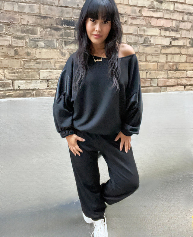 The Black Geometric Sweat Top