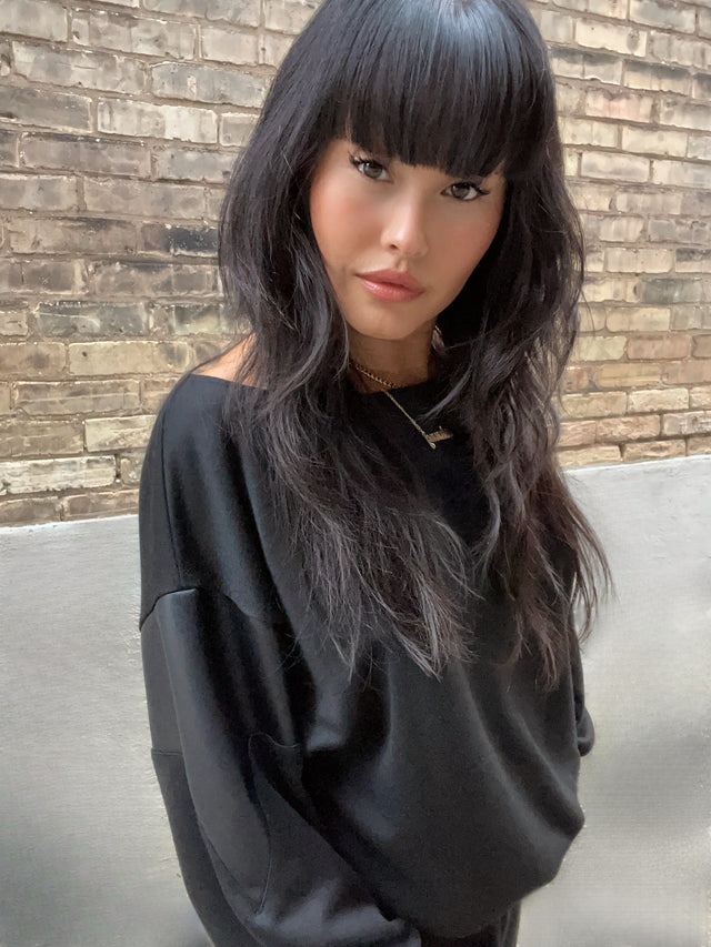 The Black Geometric Sweat Top