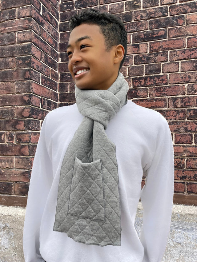 Quilted Light Grey Unisex Mini Pocket Scarf