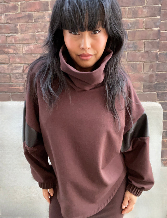The Brown Geometric Turtleneck Top