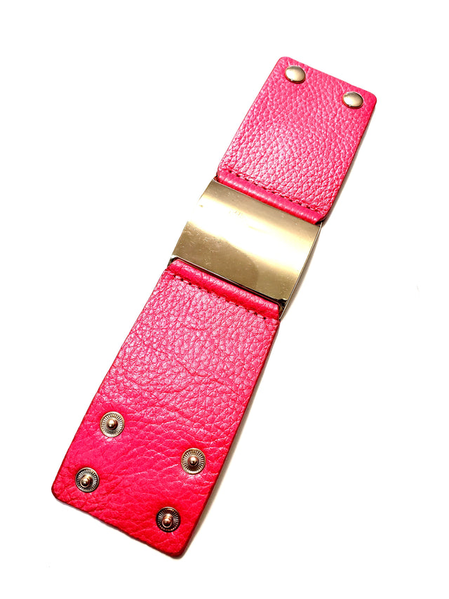 Hot Pink Leather Cuff