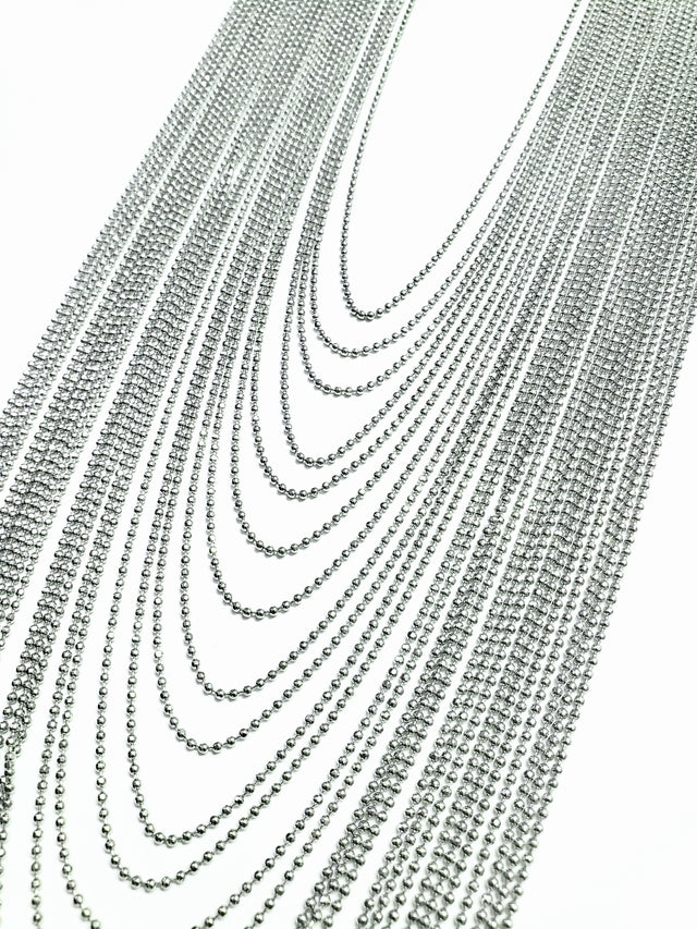 Multi-Layer Ball Chain Necklace in Silver