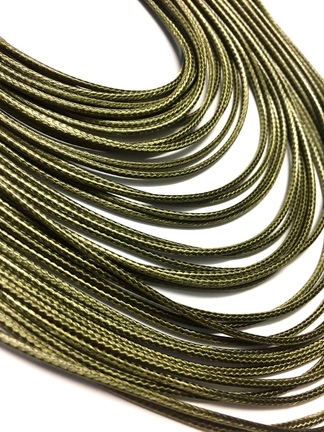 Multi-Strand Layered Collar Necklace in Olive