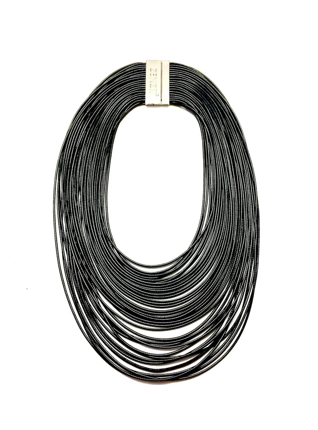 Multi-Strand Layered Collar Necklace in Black