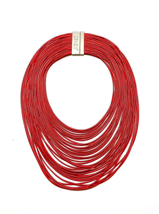 Multi-Strand Layered Collar Necklace in Red
