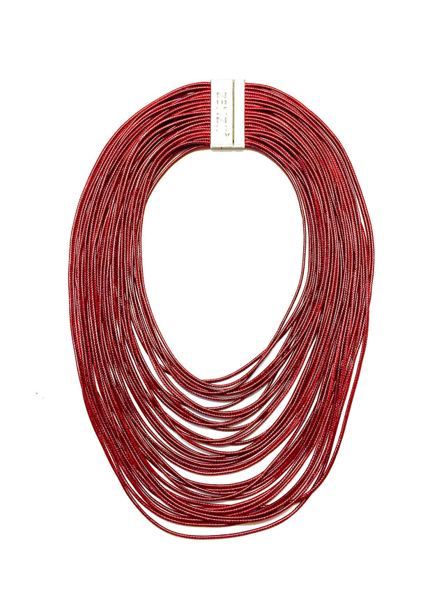 Multi-Strand Layered Collar Necklace in Burgundy