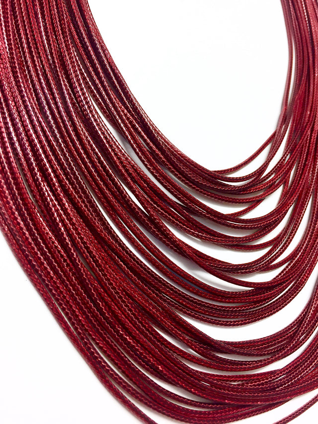 Multi-Strand Layered Collar Necklace in Burgundy
