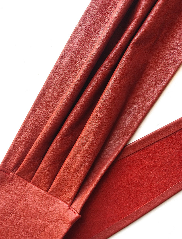 Red Leather Kimono Belt