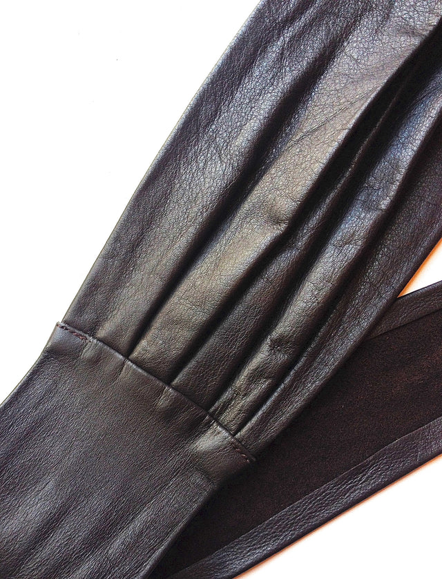 Dark Brown Leather Kimono Belt