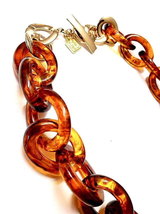 Oversized Necklace in Tortoise Shell Resin