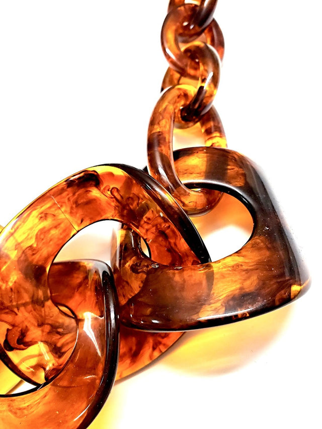 Chunky Necklace Tortoise Shell Chain Necklace Tortoiseshell Link