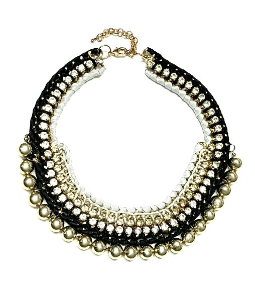 Bib Necklace with Black Gold Accents