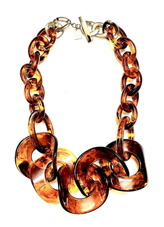 Oversized Necklace in Tortoise Shell Resin