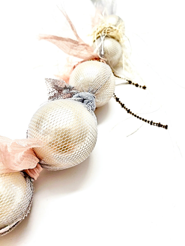 Mesh Wrapped Pearl Necklace